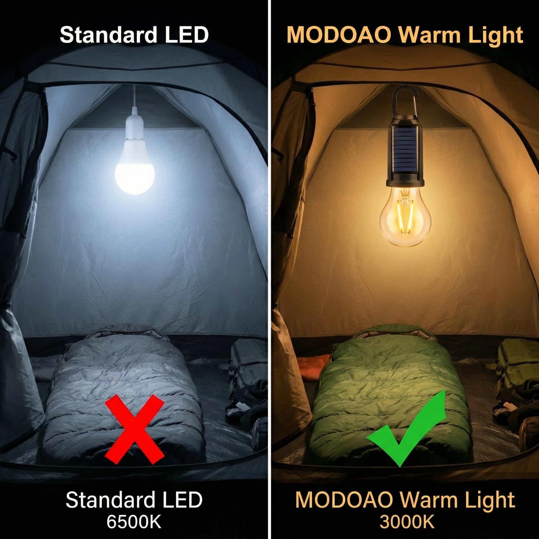 Lot de 5 lampes solaires LED de camping, lanternes de tente d'extérieur rechargeables avec crochet à clip, lumière d'urgence pour camping, randonnée, maison, pannes de courant, pêche et cadeaux