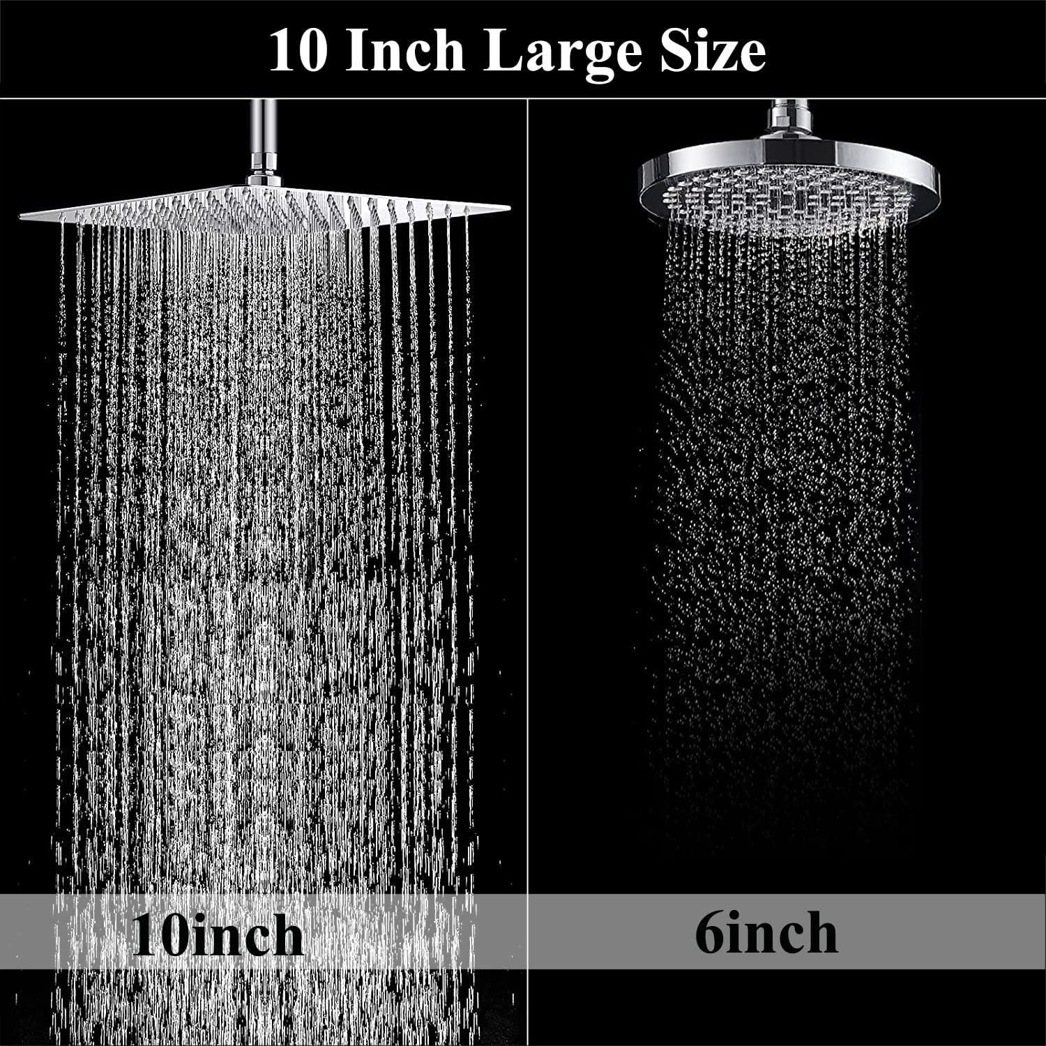 Shower Head Combo,10 Inch High Pressure Rain Shower Head with 11 Inch Adjustable Extension Arm and 3 Settings Handheld,Powerful Shower Spray Against Low Pressure Water with Long Hose(Chrome)