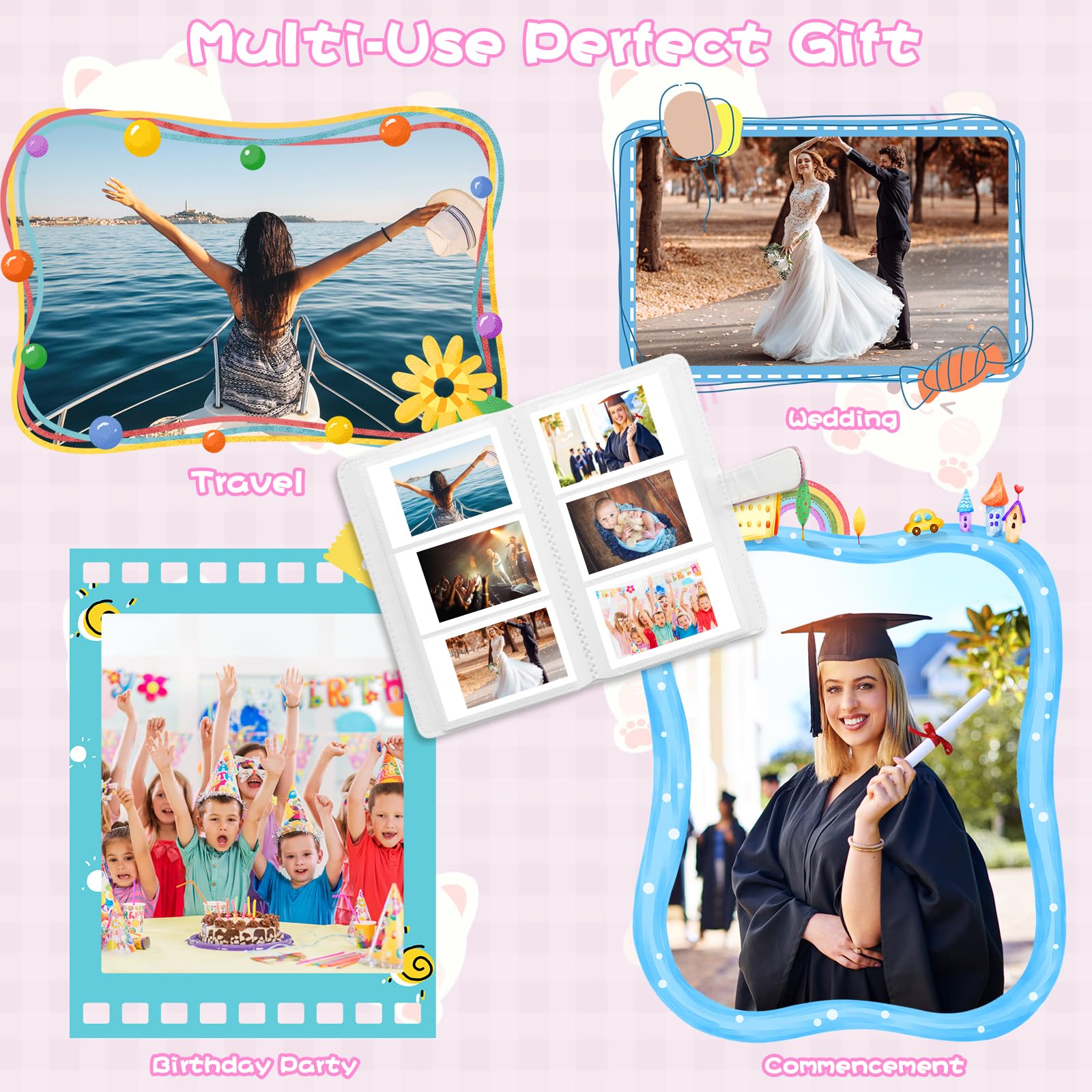 UMILKI 103 Pcs Instantané Caméra Accessoires Compatibles avec Instax Mini Appareil Photo Instantané, Comprendre Album Photo/Filtre/Cadre Mural/Autocollant de Bordure/Cadre Photo Papier Maché