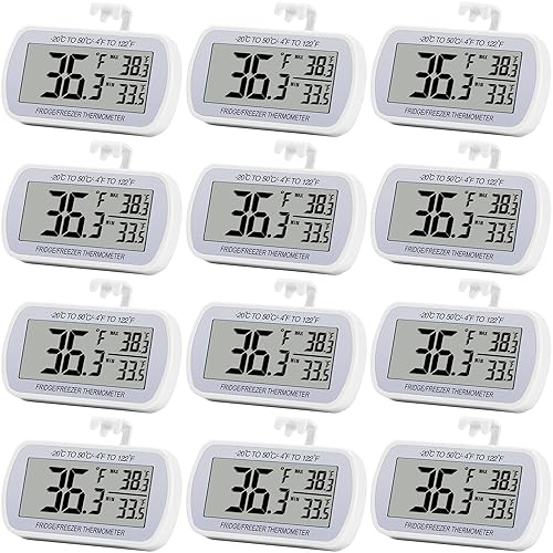 Termómetro digital para nevera, termómetro para sala de congelación, impermeable, pantalla LCD grande, función de grabación máximamínima, color