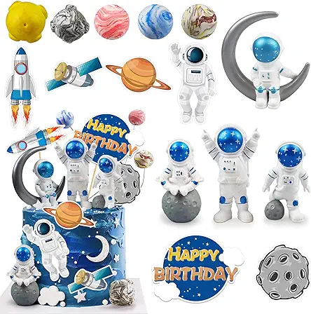 Astronaut Figurines Space Cake Toppers Astronaut Planet Rocket...