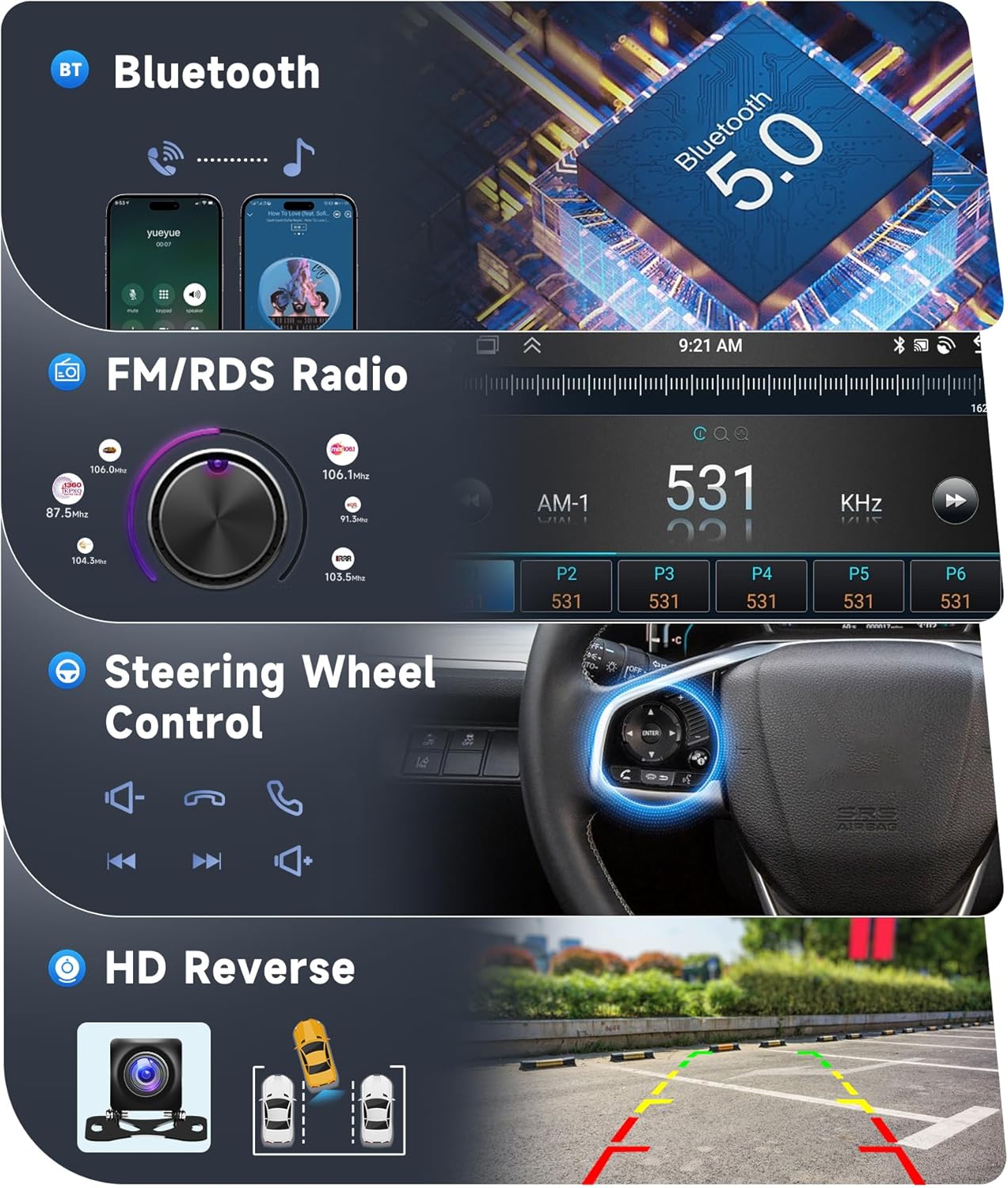 [8 CORE 6G+128G] for Honda Civic Car Stereo 2006-2011 with Wireless Carplay/Android Auto, 10.1" Android 15 IPS Touch Screen Car Radio, Bluetooth, GPS, 5G WiFi, SWC, DSP+Backup Camera