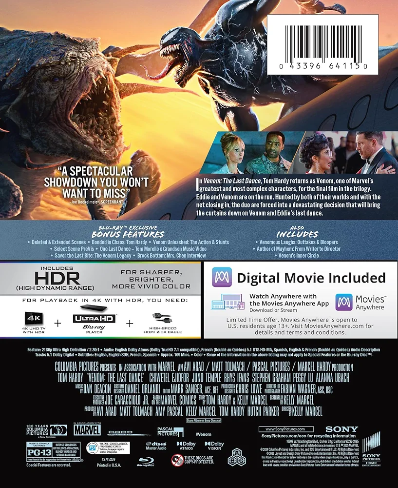 Amazon.com: Venom: The Last Dance - 4K + Blu-ray + Digital