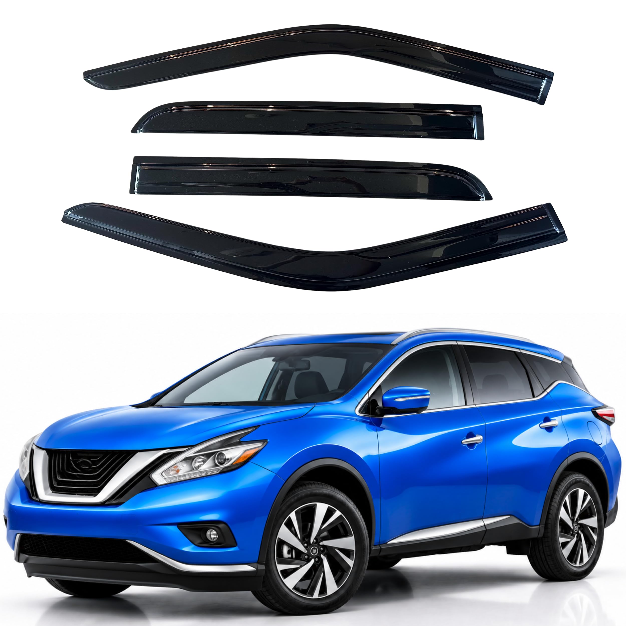 IG Window Visors Fit for 2015-2024 Nissan Murano, Out-Channel Rain Guards Vent Wind Deflectors 4PC, Car Accessories for 15-24 Murano