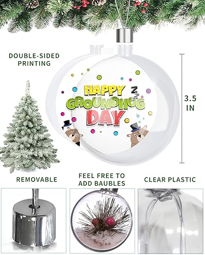 Miniatura 7 de Adornos de Navidad para colgar en el árbol de Navidad bolas de feliz día de la marmota adornos de Navidad inastillables para árbol de Navidad