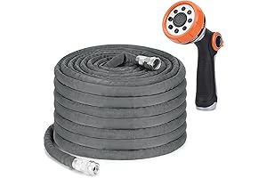 Flexible Garden Hose - 25 ft Non-Expandable Water Hose with 8 Patterns Nozzle