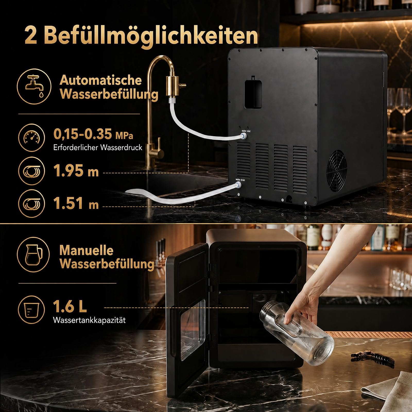 COSTWAY 5cm Eiswürfelmaschine für Eiskugeln, 150 Stück/Tag, 4 Kugeln/38-39