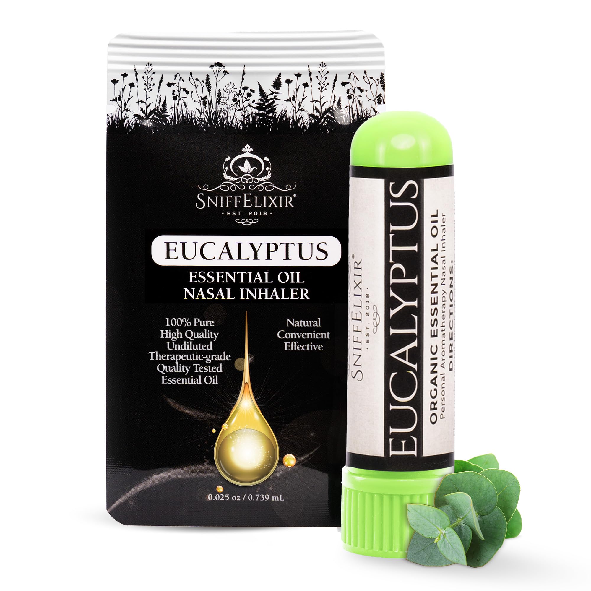 Eucalyptus Nasal Inhaler with Essential Oils for Adults - Natural Aromatherapy Stick for Breathing, Portable