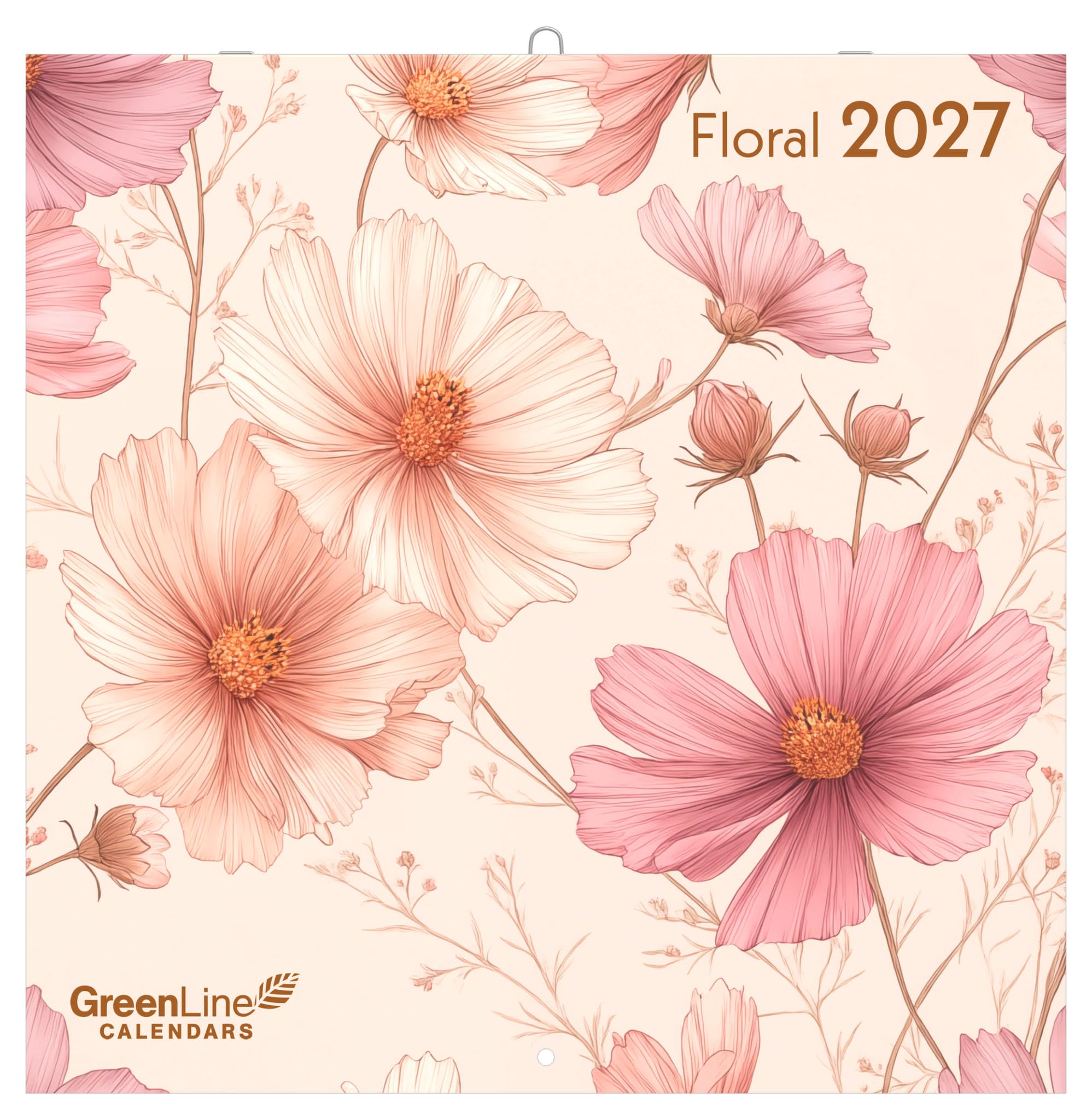 Floral 2027: Wandkalender 30x30 cm (30x60 geöffnet) mit 12 floralen Illustrationen und 6-sprachigem Kalendarium
