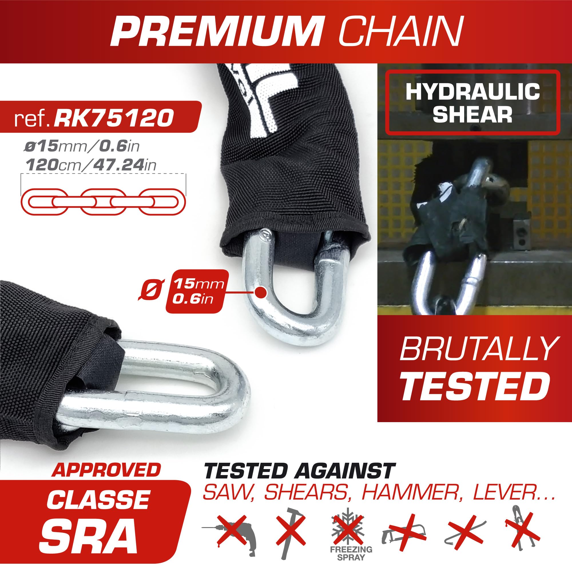 RADIKAL RK75 Cadenas antivol Moto Disc Mini U ø18 Homologué CLASSE SRA
