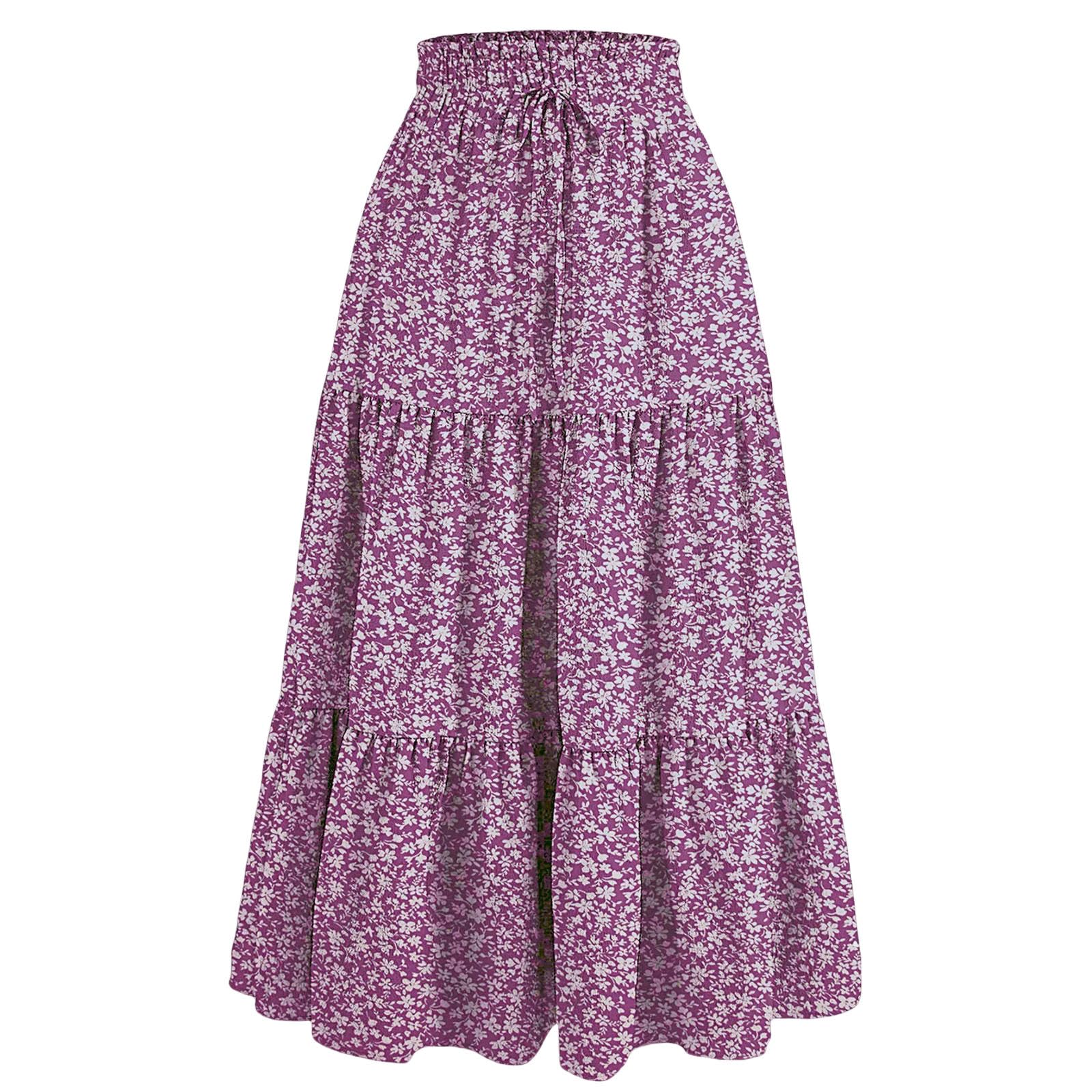 Gonna Lunga Retro Fiore Nuovo Stile Coreano Alta Vita Piegata A-Line Moda Casual Ufficio Signora Tutto-Match Temperamento Sottile-Grigio Scuro-l