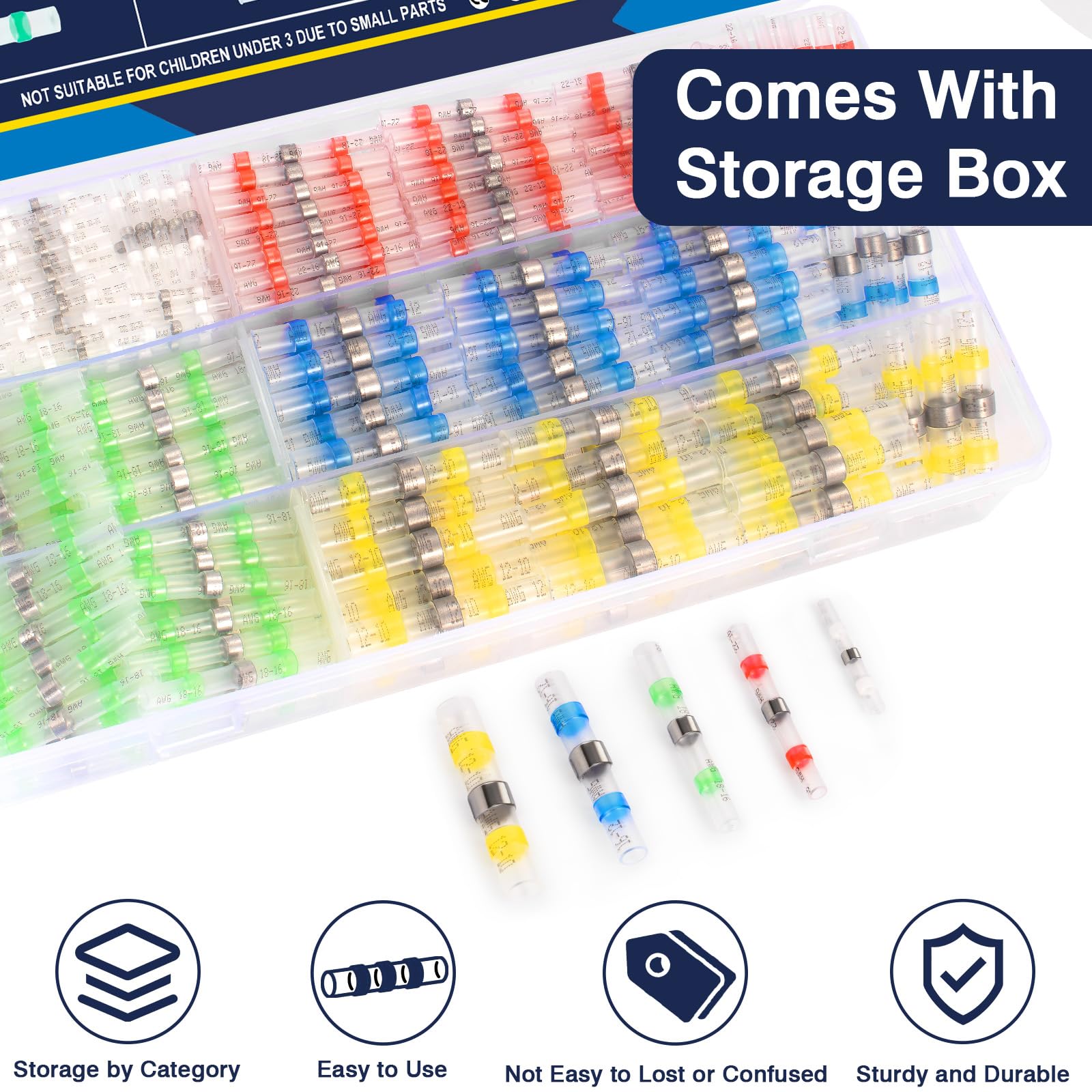 ZQZ Kit di connettori termorestringenti per cavi, 540 pezzi, connettori elettrici per saldatura in 5 colori, terminali di giunzione per cavi elettrici per autoveicoli