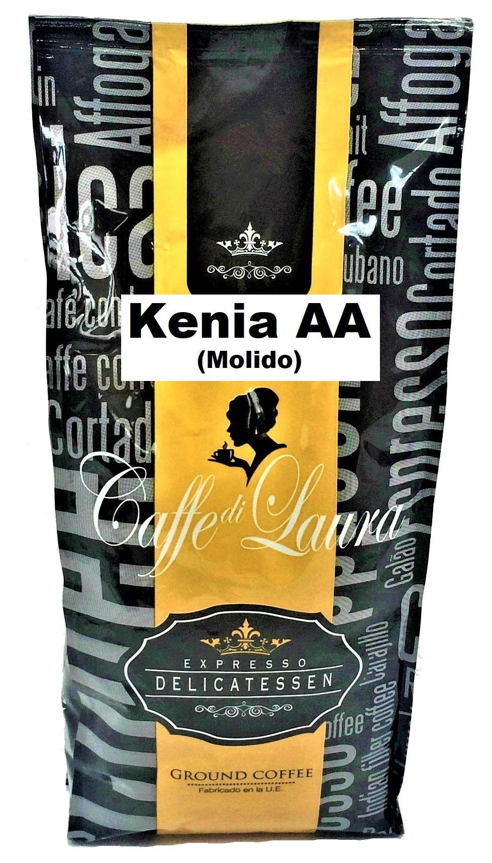 Café Selección Gourmet " Caffe di Laura ". Kenia " AA ", Colombia " Supremo ", Etiopía " Sidamo ". En Grano o Molido. Presentación en Lata o en Bolsa. (Kenia "AA", MOLIDO, en bolsa., 3 x 1 Kg.)