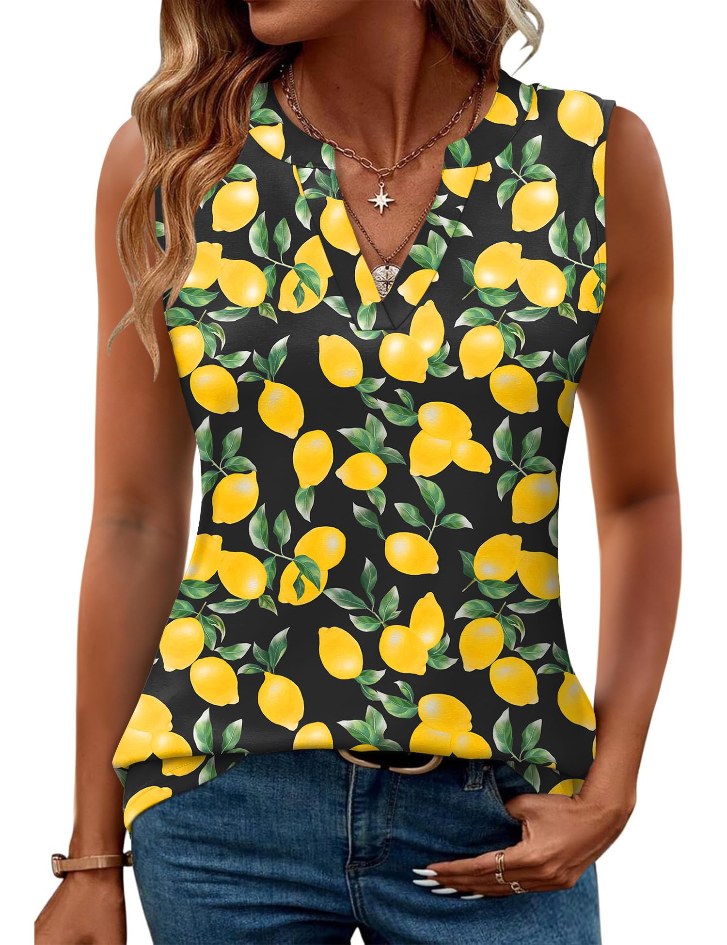 Rapbin Tank Top Damen V Ausschnitt Ärmellos Oberteile Sommer Locker Blusentop Casual Elegant Tanktops