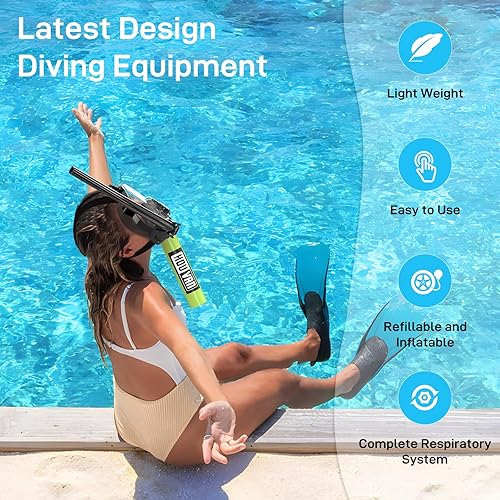 Miniatura 2 de Mini tanque de buceo con máscara de snorkel 0.5L tanque de buceo inflable con máscara de buceo de cara completa, botella de poni, buceo de reserva,