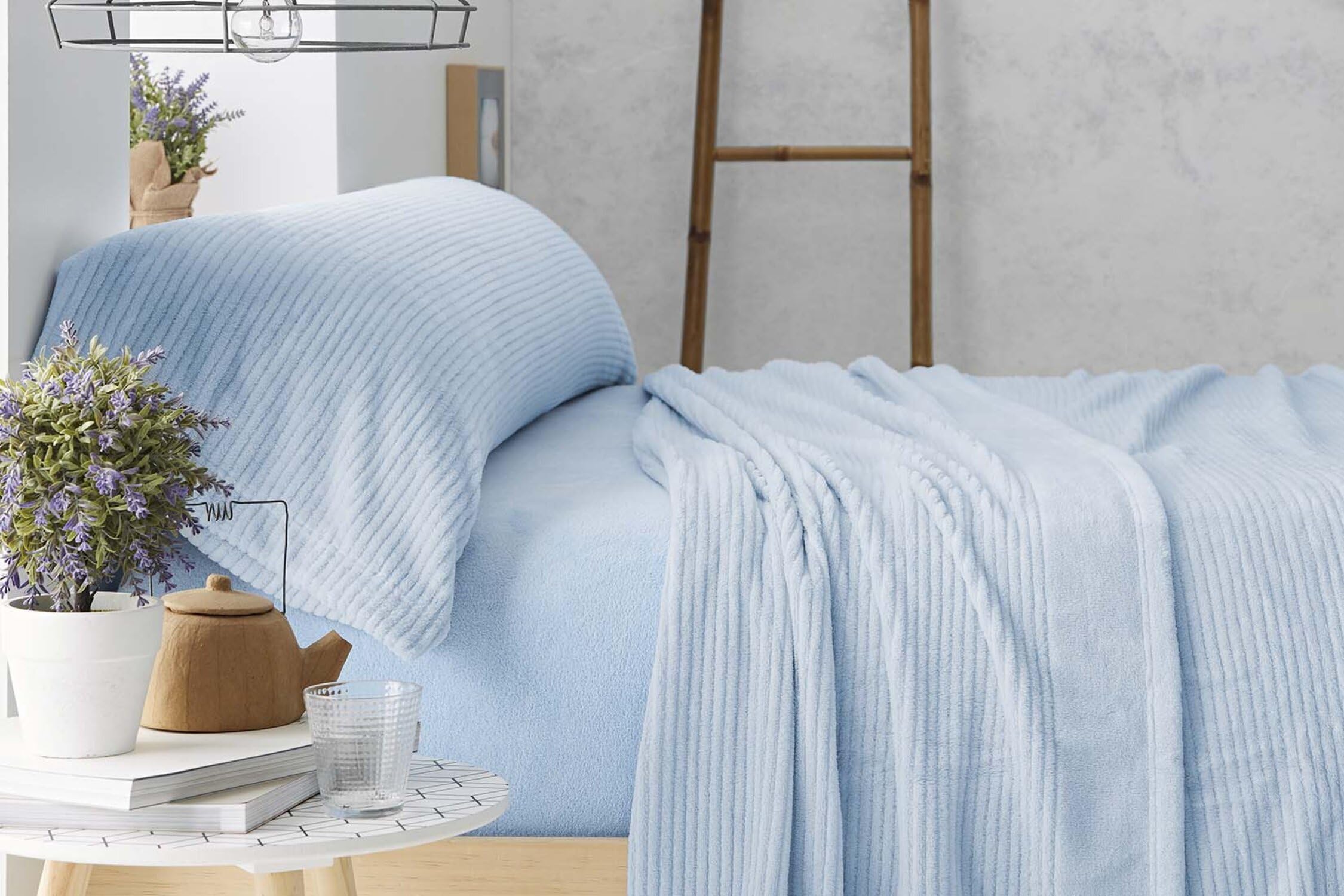 Burrito Blanco | Sábanas de Coralina, 965 Azul | Cama de 150 cm | (+ Medidas Disponibles) | Sábanas de Invierno | Diseño 965 | Color Azul