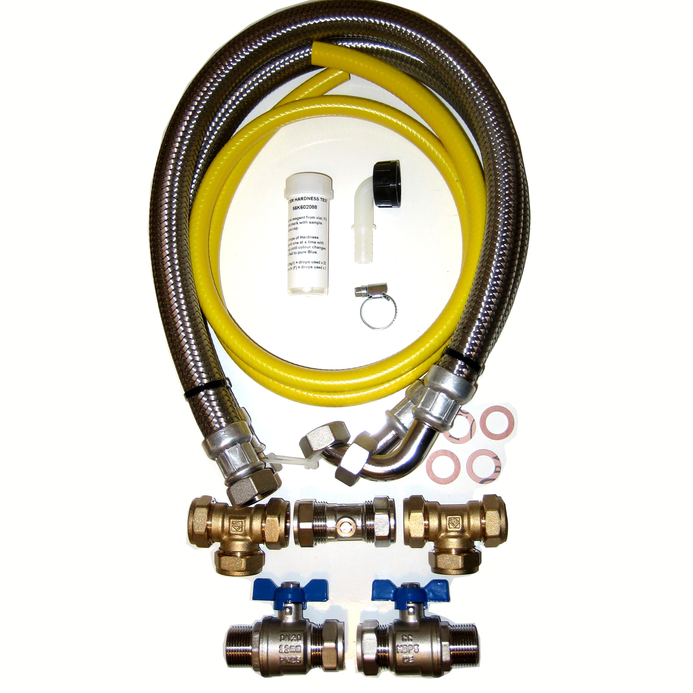 Water Softener Installation Kit 22mm / 800mm Stainless Steel Hoses
