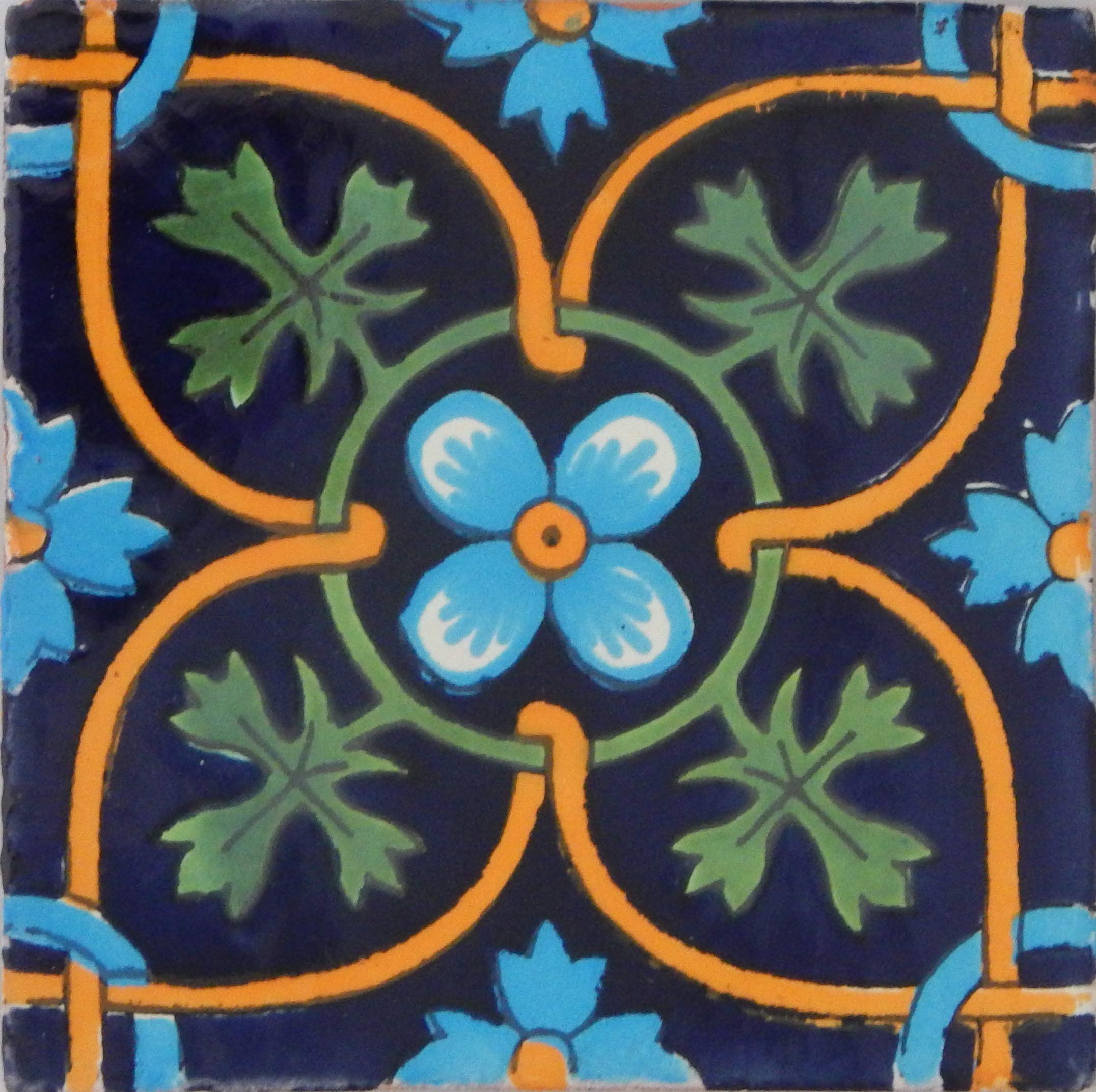 Mexican Talavera Tiles Handmade 6x6 Stairs Backsplash 4 pcs C354