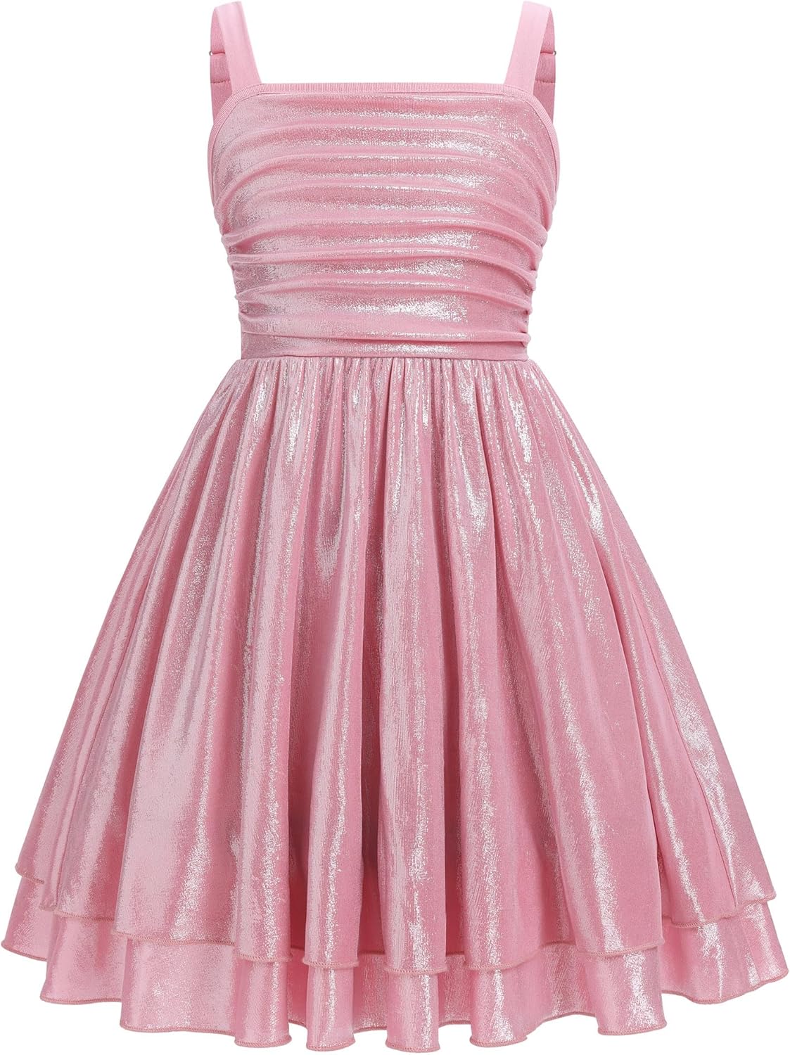 IBAKOM Teen Girl Glitter Ruffle Metallic Dress Tween Pageant Homecoming Graduation Prom Outfits Junior Formal Easter Dress