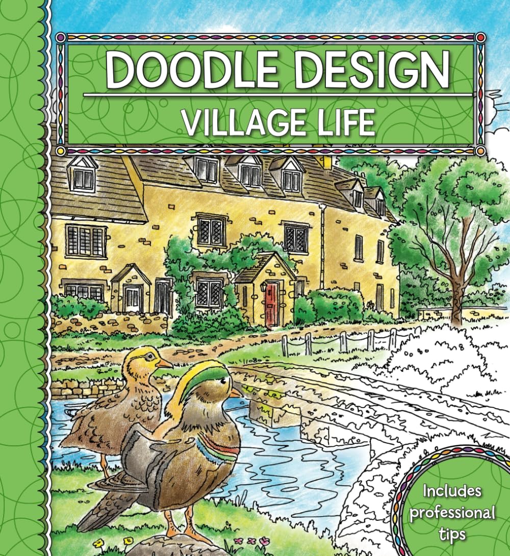 Village Life: Doodle Design Coloring