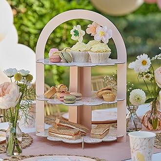 Ginger Ray Floral Afternoon Tea and Treats Stand 3 Tier Table Centrepiece 31cm x 42cm