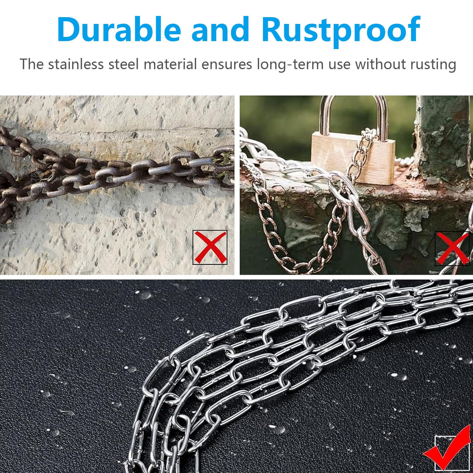 5 Metres Length Stainless Steel Chain for Hanging 1.5mm Metal Chain with Carabiner - Image 4