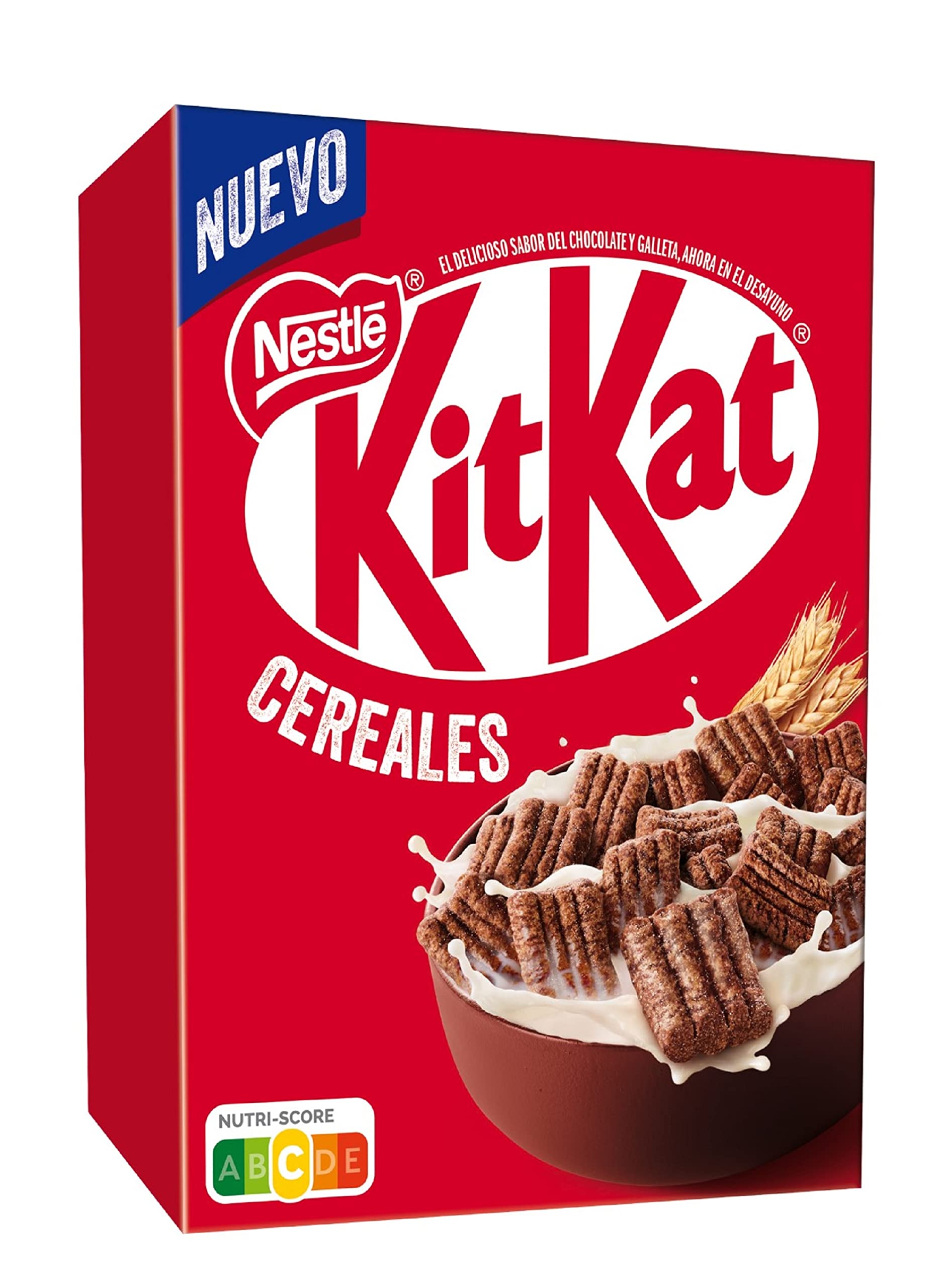 Cereales Nestlé KitKat Cereales, Cereales de Trigo Integral y Maíz Recubiertos con Chocolate con Leche, 7 Paquetes de 330 g