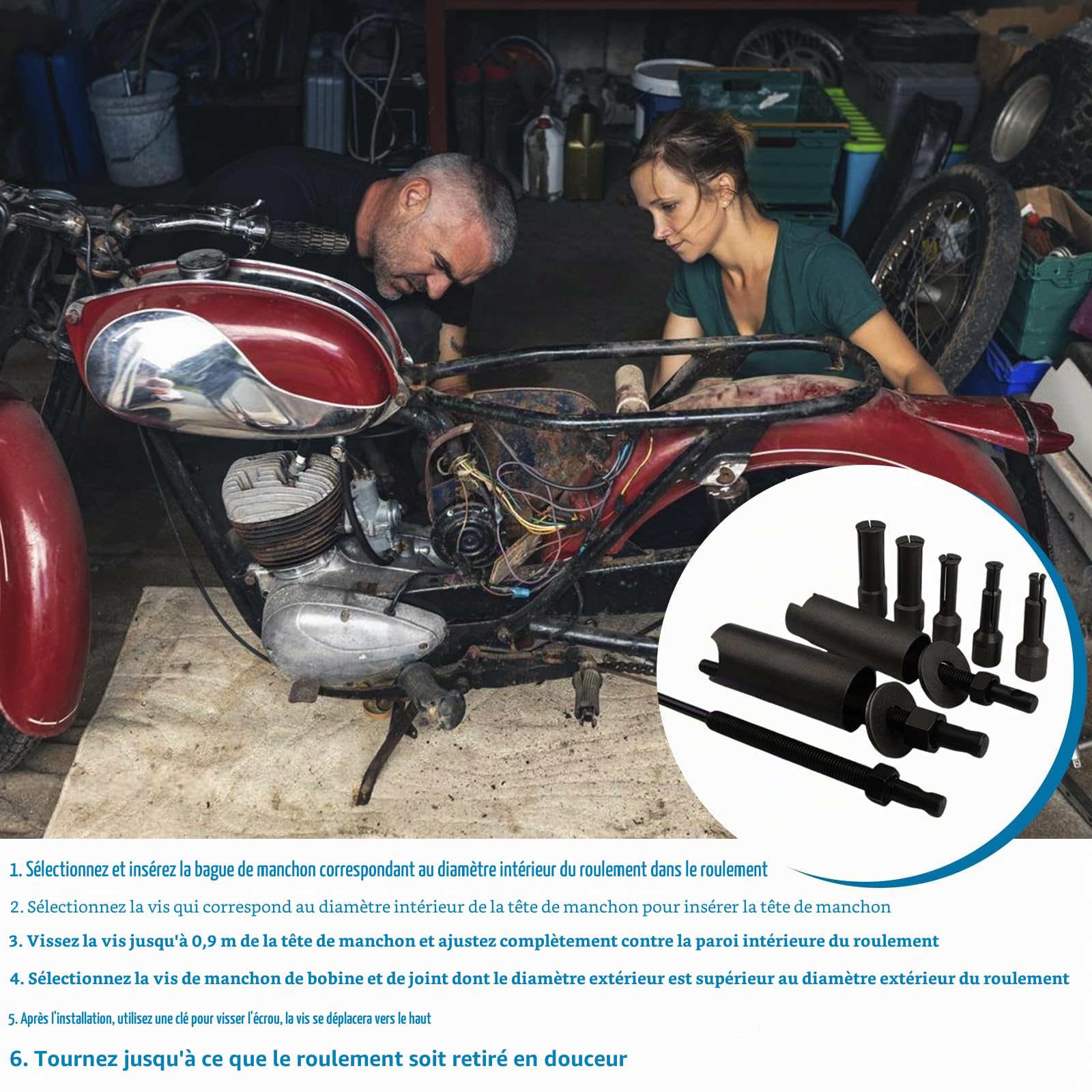 BORDEAG 12 Pièces Extracteur De Roulement Intérieur, 9-23mm Extracteur De Roulement, Ensemble D'outils De Retrait D'extracteur De Roulements, Doutils Extracteur De Roulement Moto pour Motos