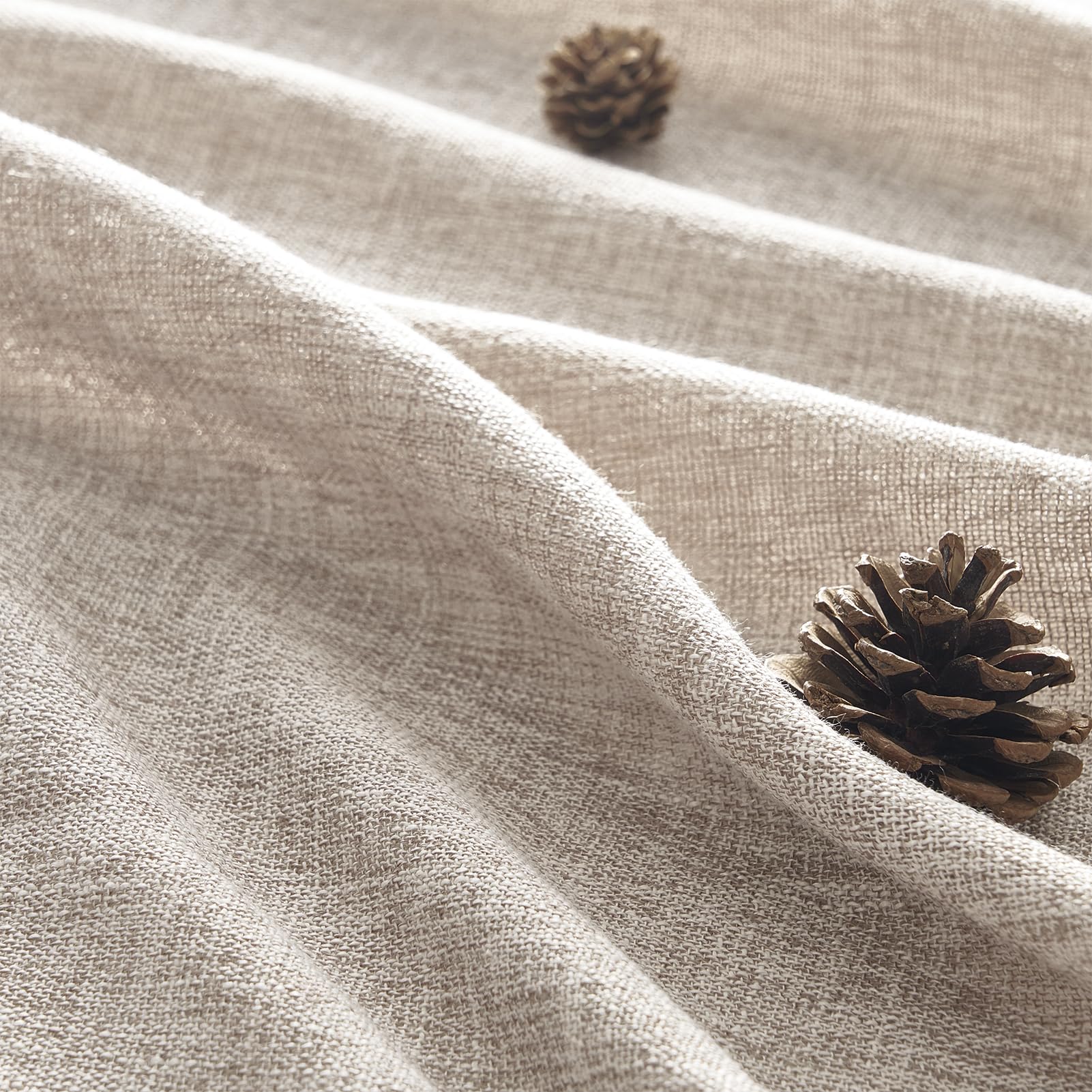 Topfinel Tende per Interni con Lino 140x240 CM 2 Pezzi, Tende Camera da Letto Moderne con Anelli, Decorazione Tenda Finestra Taupe Trasparente per Soggiorno Salotto Curtains