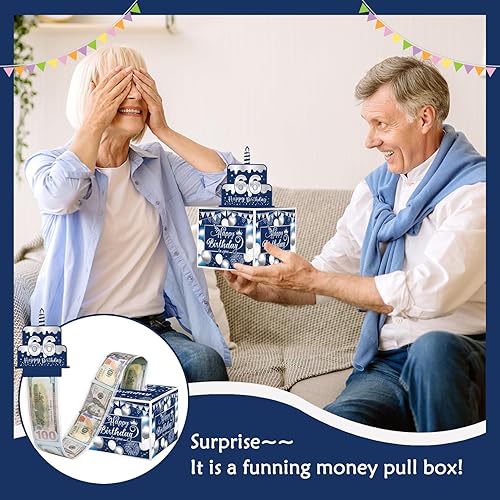 Miniatura 9 de Meiidoshine Caja de dinero de cumpleaños para tirar de efectivo, cajas de regalo sorpresa para niños y adultos con tarjeta de feliz cumpleaños y 100