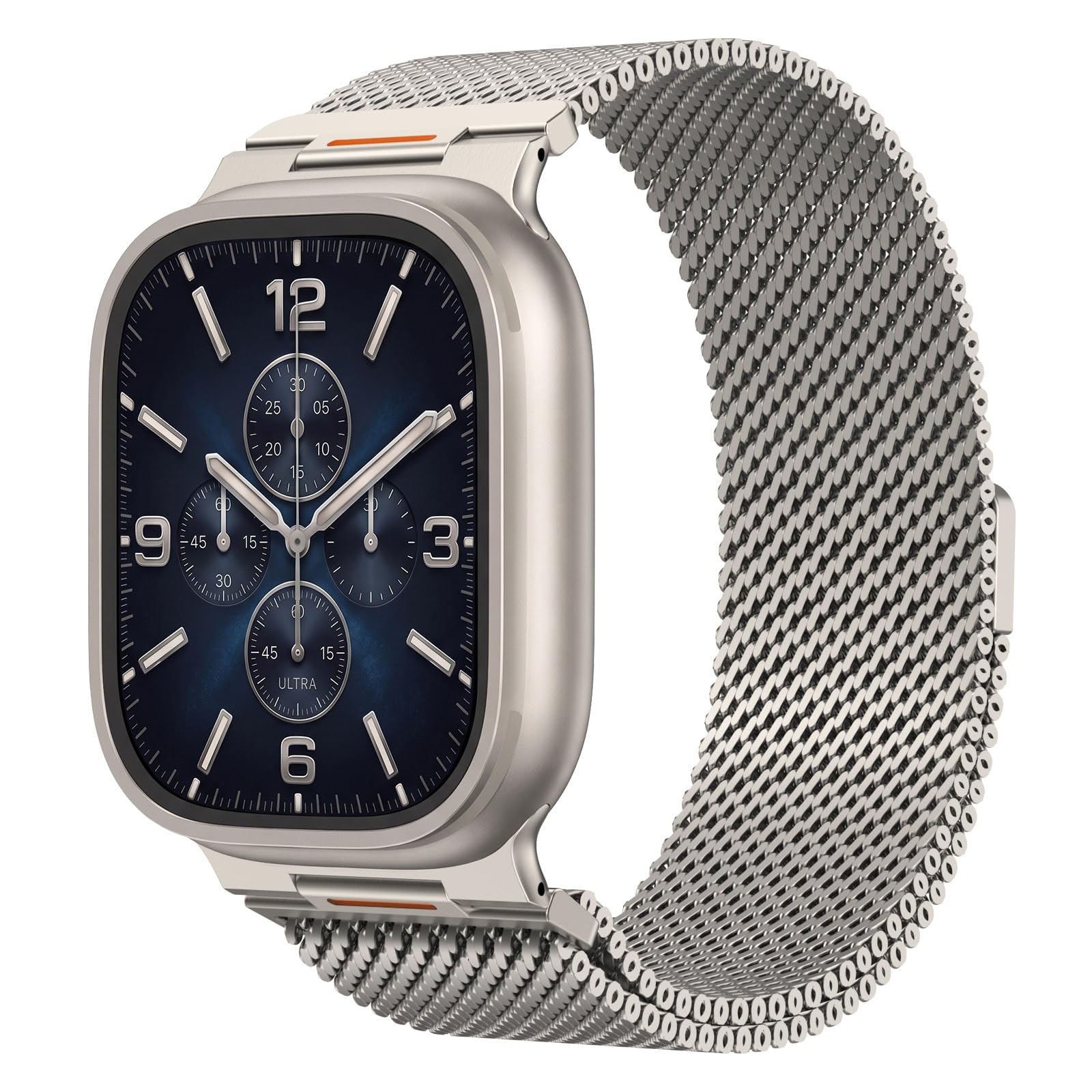 Astorgos Metall Armband Kompatibel mit Apple Watch Ultra 3/2/1 49mm, S11/S10 46mm, 9/8/7 45mm, SE3/SE2/SE/6/5/4 44mm, 3/2/1 42mm, Mesh Edelstahl Ersatzarmband für Männer Frauen