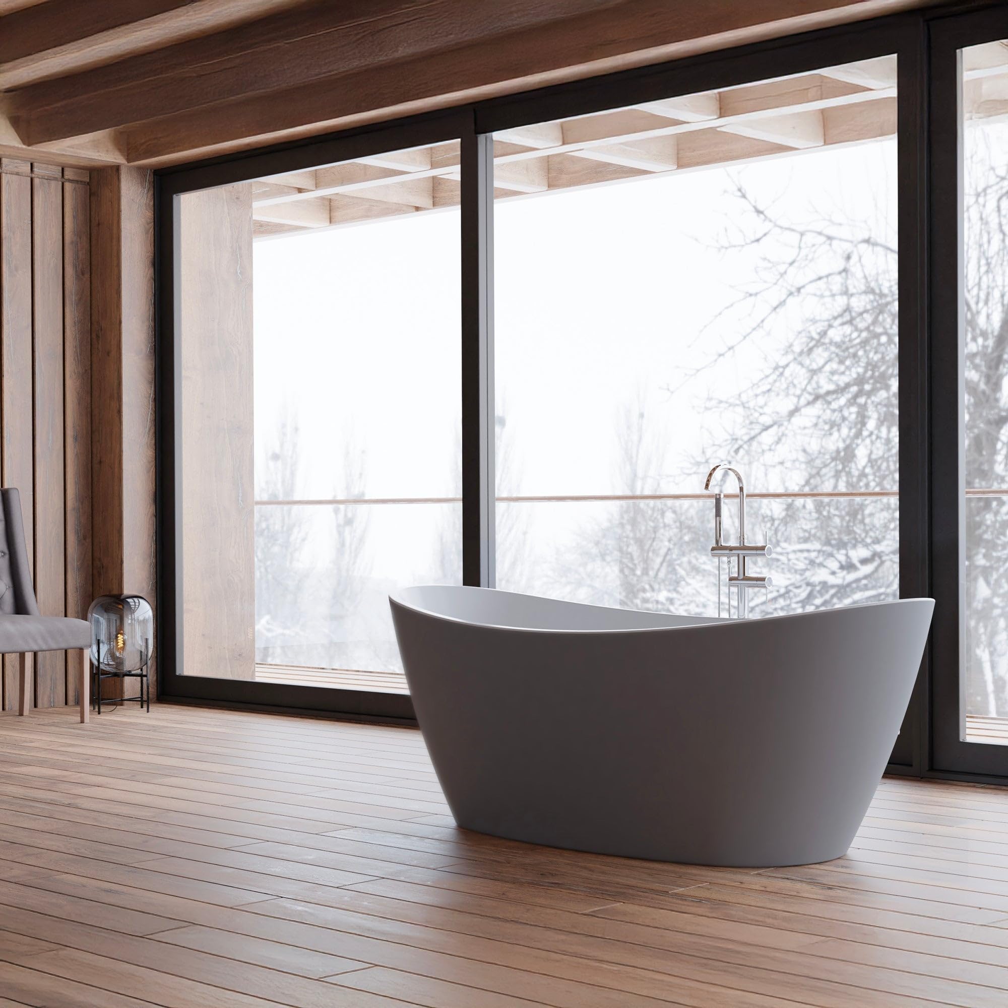 SPALINA NEROON 2.0 Grigia, Vasca freestanding Ovale L 170 x l 80 cm
