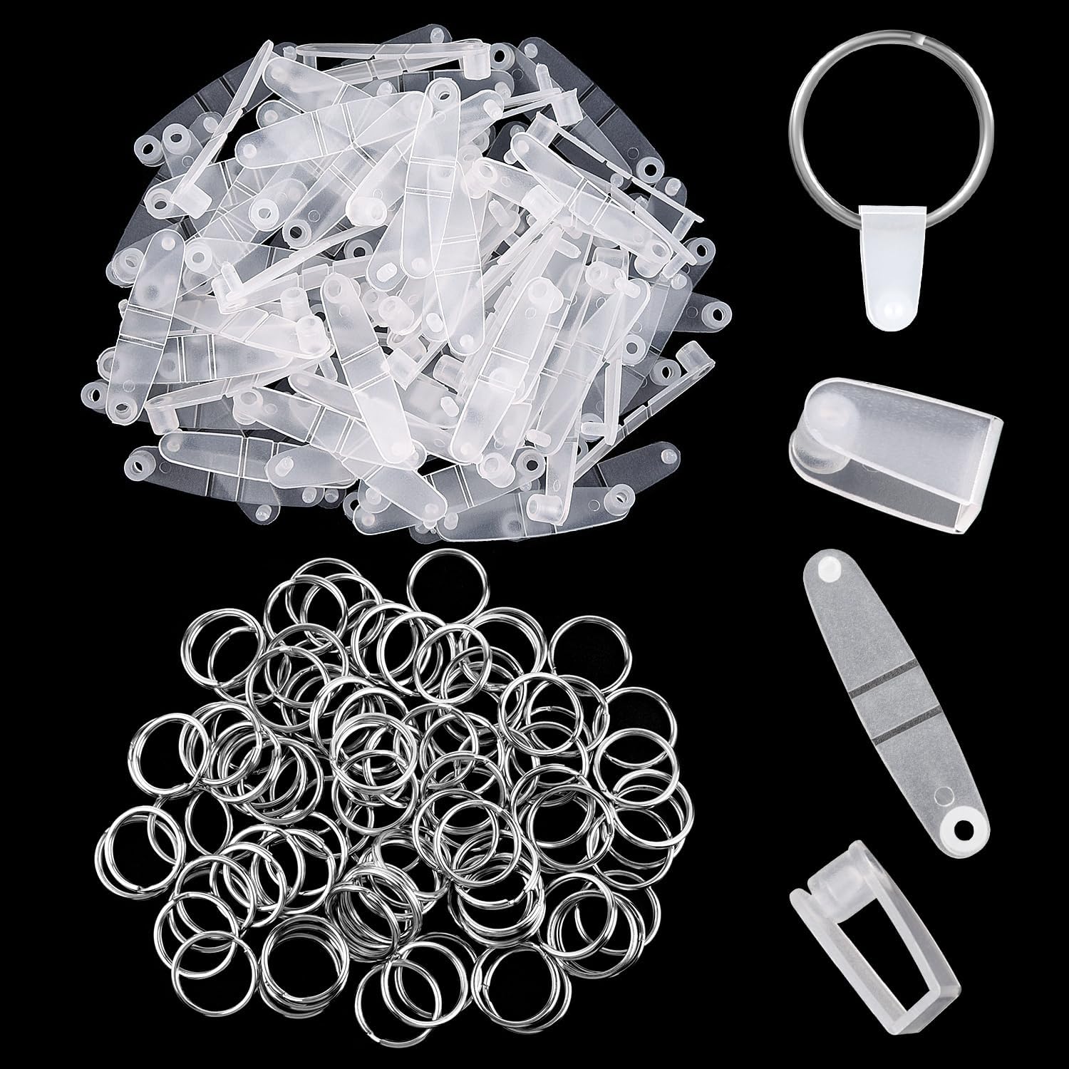 Tophoniex 100PCS Plastic Keychain Clips and 100PCS Metal