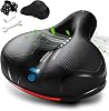 Comfortable Bike Seat, Bike Saddle with Memory Foam Padded, Wide Bicycle Seat with Dual Shock Absorbing and Night Reflective Strips for Men Women