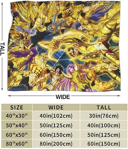 Miniatura 3 de Manta de anime Saint Seiya Gold Saint Seiya, ultra suave, microforro polar, aire acondicionado para cama, sofá, sala de estar, decoración de 60 x 50