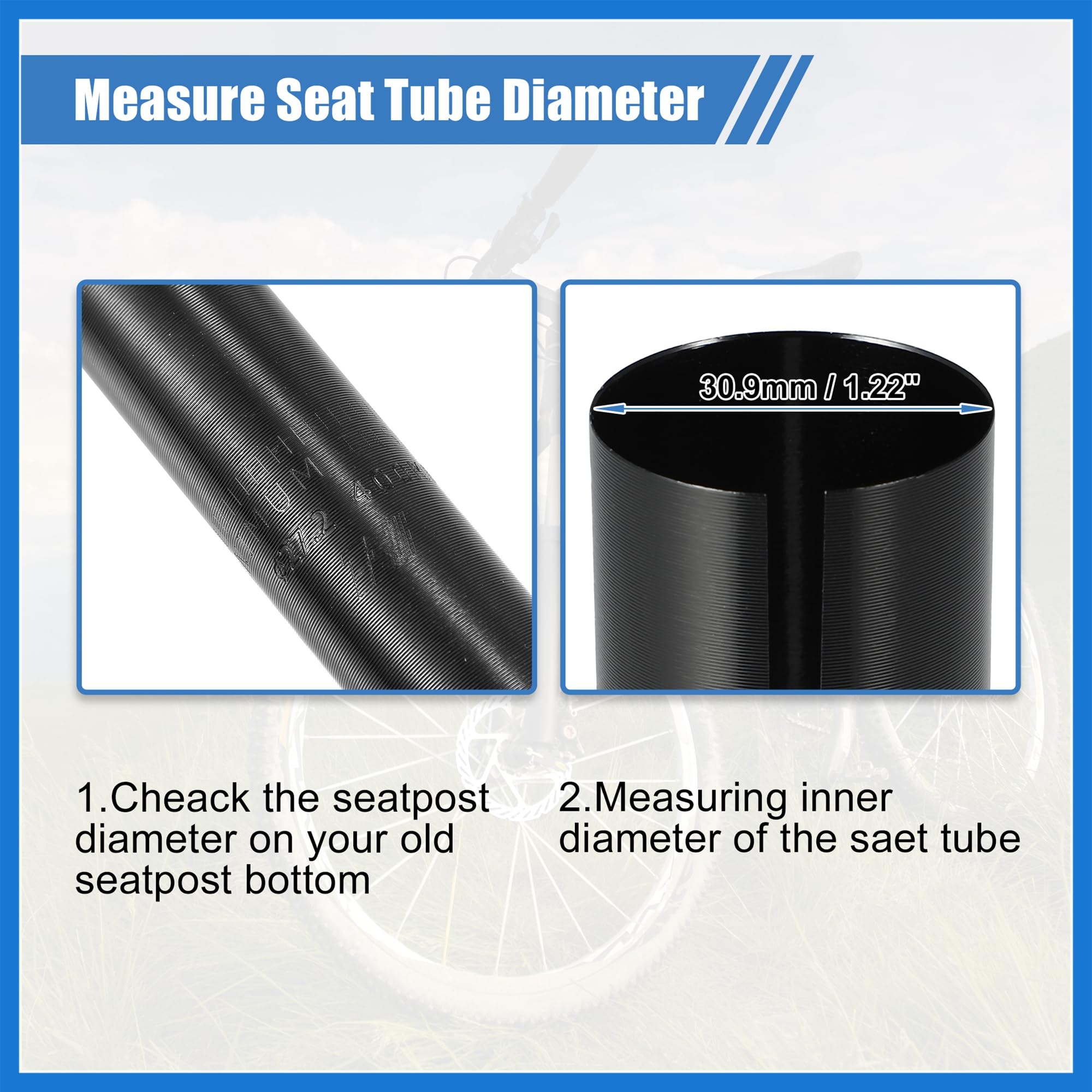VekAuto 2 Pcs 30.9mm to 31.6mm Bike Seat Post Tube Adapter Reducing Sleeve Auto Accessories, Black - Image 4