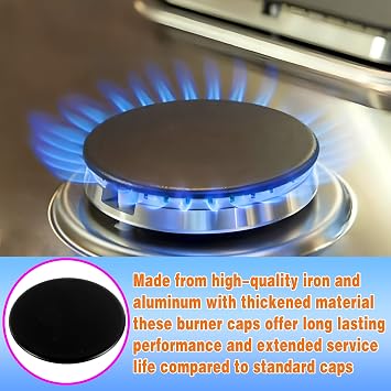 Upgraded Gas Stove Burner Cap Set, 4-Piece Metal Cooker Hat