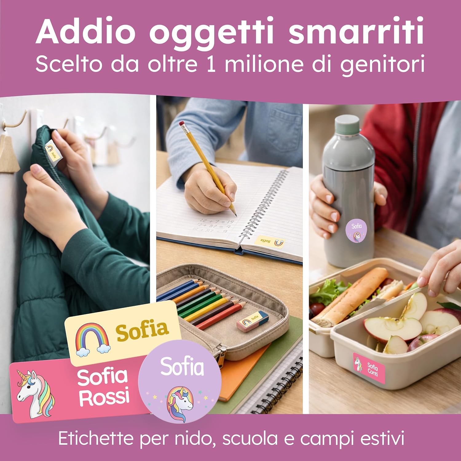 melu kids® Set di etichette adesive personalizzate scuola materna e asilo (50 pezzi) - Eti - Analyse des détails et conception