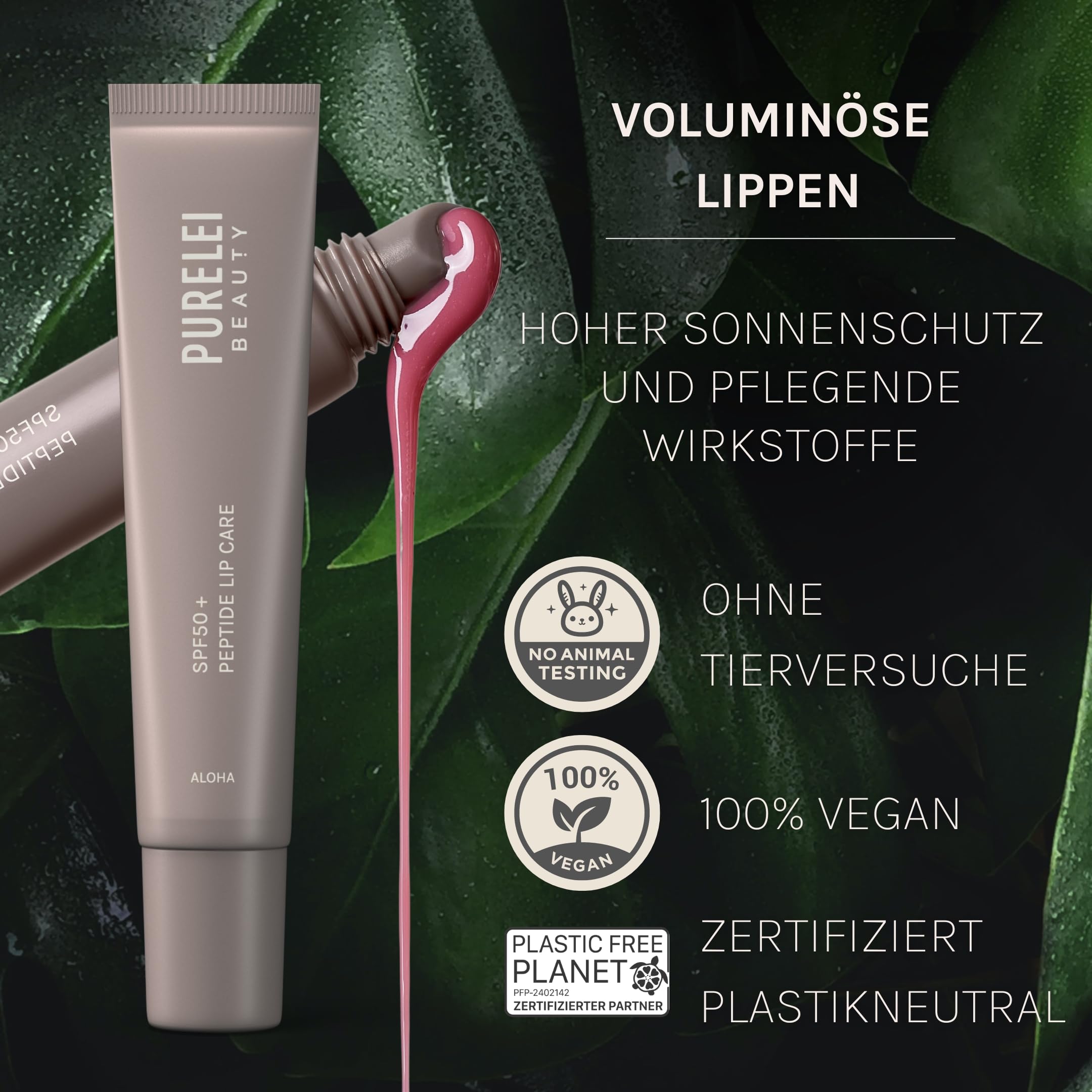 PURELEI® Aloha SPF50 Peptide Lip Care (10 ml) – Schützende Lippenpflege für geschmeidige und zarte Lippen – Lippenpflege trockene Lippen