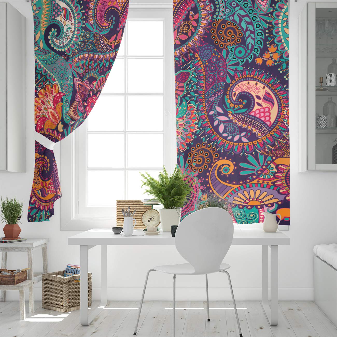 Amazon｜FortuneHouse8 遮光カーテン 断熱 インド風 ボヘミアン 曼荼羅