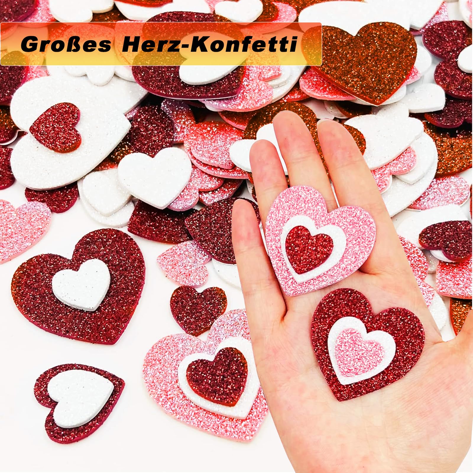 Xuigort 300 Stück Glitzer-Schaumstoff Aufkleber – Bunte Sterne & Herzen Für Basteln, Dekoration & Kinder