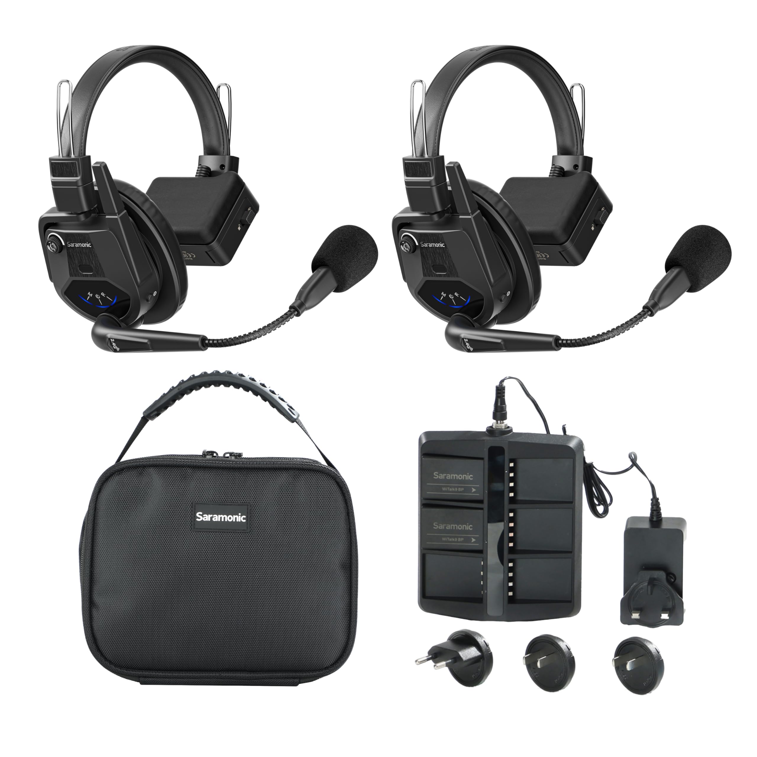Saramonic WiTalk9SE-2S Wireless Intercom Headset System, 2 Person Full-Duplex 2.4GHz Wireless Single-Ear Noise-Canceling Headset Intercom System for Event TV Documentary Production