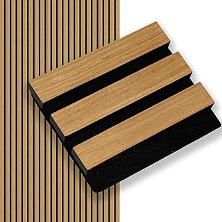 Smartstandard Sample Wood Slat Wall Panel, Soundproof Wooden Wall Panels, Acoustic Wood Panels for Wall, American Oak, Sample Pack