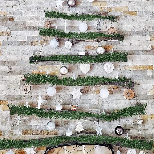 Miniatura 7 de Guirnalda verde de Navidad para decoración de Navidad, vegetación artificial, 50 pies, sin iluminación, suave guirnalda de pino sintético para