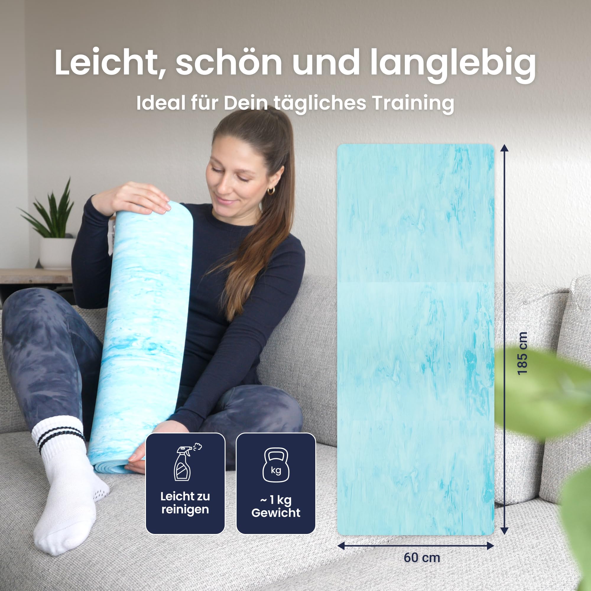Ergotopia Yogamatte rutschfest – 5mm TPE Gymnastikmatte & Sportmatte für Pilates. gelenkschonende Fitnessmatte & Yoga Matte, Made in Spain, Schadstofffreie Isomatte, 185x60cm