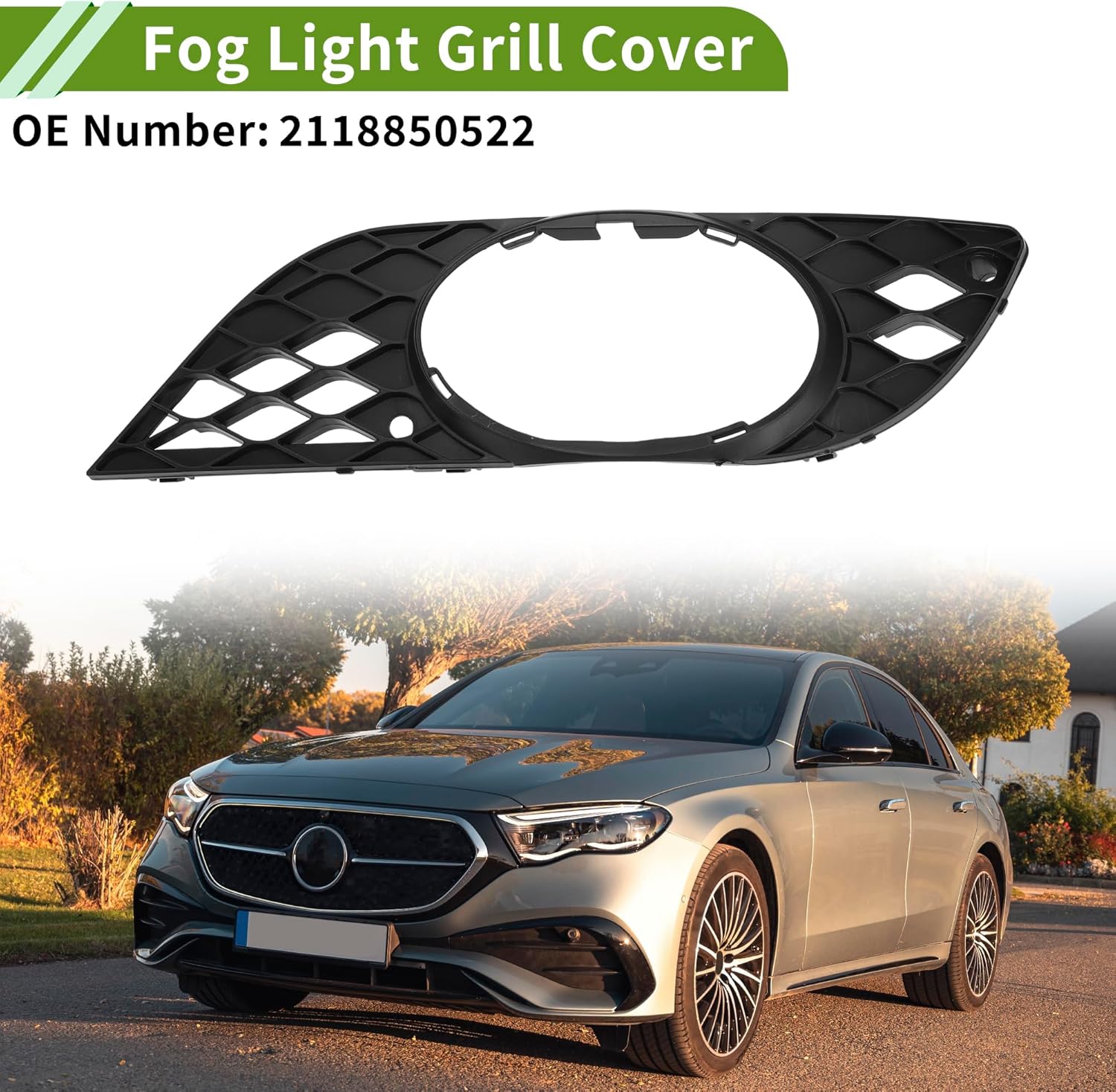 No.2118850522 Fog Light Grill for Mercedes-Benz E-Class 2007-2009 Black Front Left Side Front Lower Bumper Fog Light Cover Inserts ABS 1 Pc - Image 2
