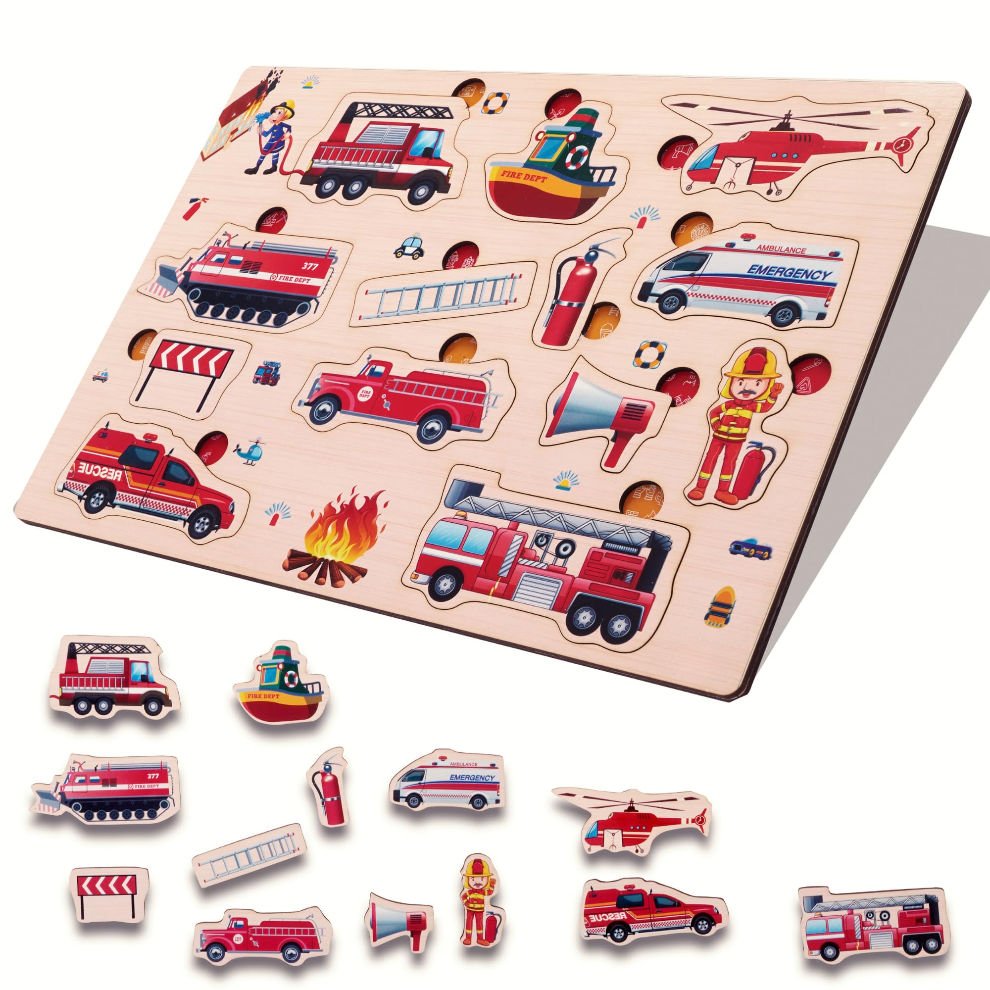 Wooden Puzzle For Fire brigeds | Wooden Puzzles for Toddlers | Wooden Peg Puzzles Set | Preschool Educational Pegged Knob Puzzle Toy | Realistic Educational Game for Boy and Girl | Wooden toys for kids | Jigsaw puzzles | Peg Puzzle (B0C8YMG51T) Amazon Price History, Amazon Price Tracker