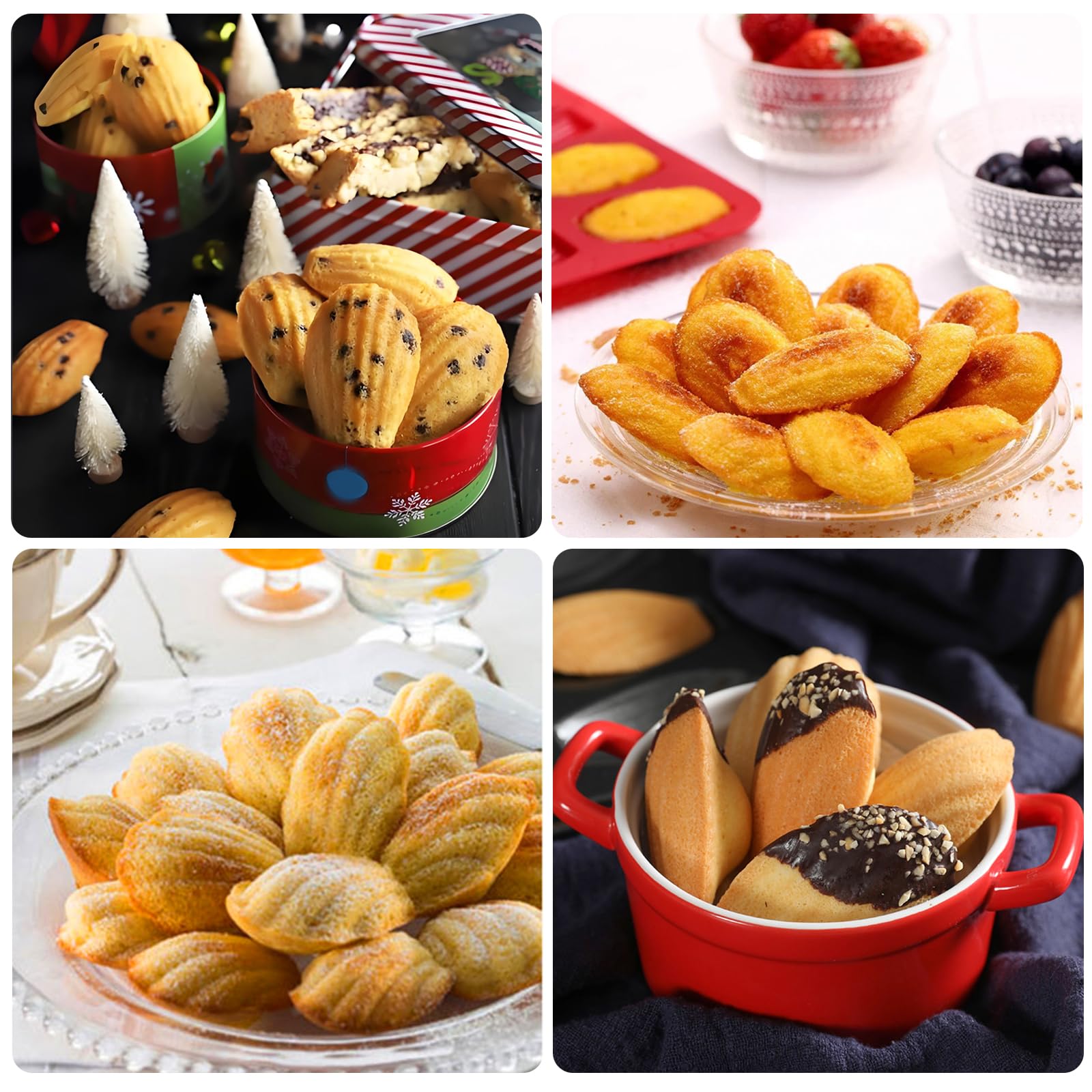 Moldes De Silicona Para Madeleines - Pack De 3 Moldes Con Forma De Concha, Antiadherentes, Aptos Para Horno Y Lavavajillas