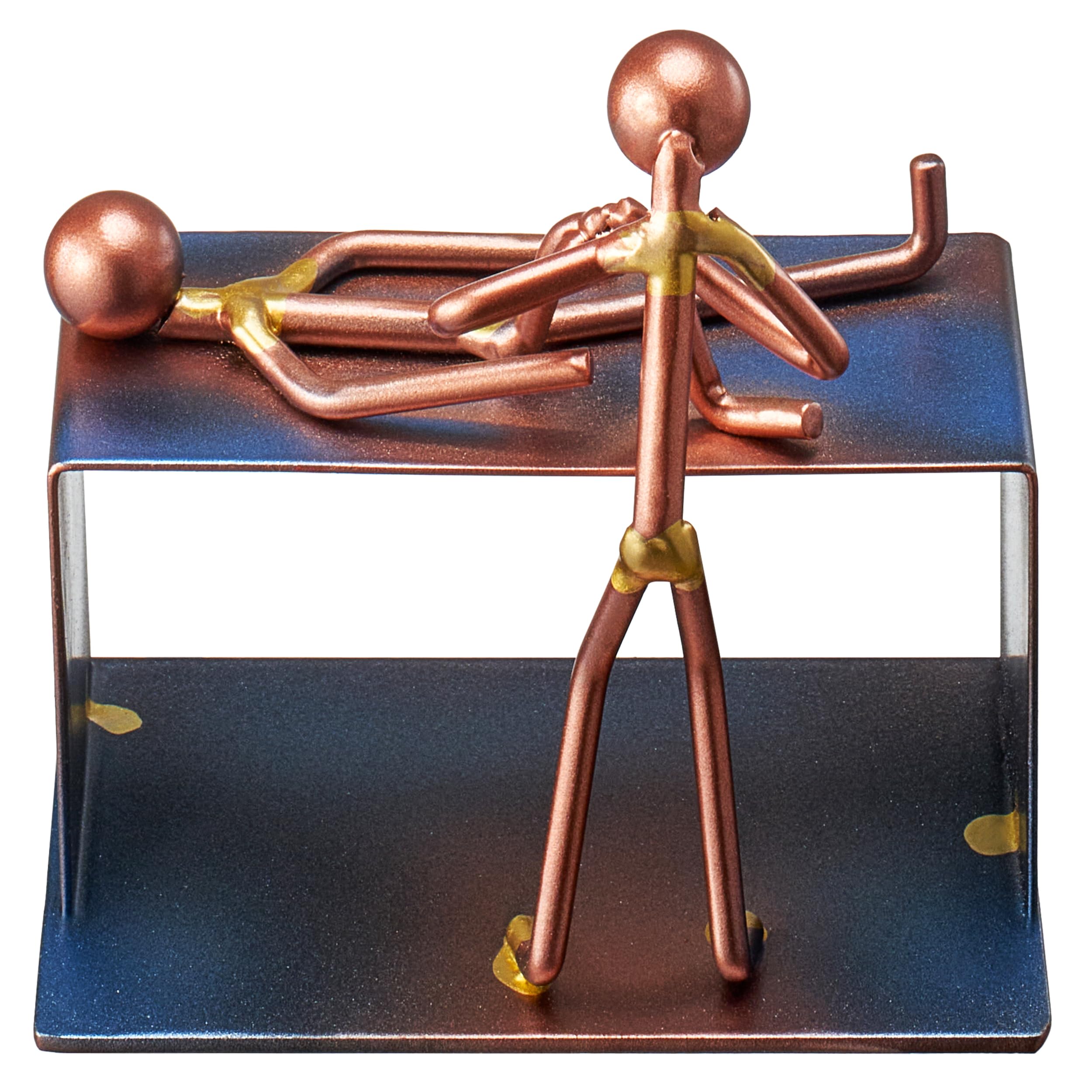 Physical & Massage Therapist Craft Handmade Figurine - 4" L X 4" H - Recycled Metal Sculptures & Hand Welded Metal Art Gift - Desk Accessories, Medical Office Decor & Physical Therapy Art Gifts