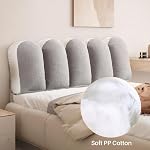 cjc Double-Sided Large Headboard Pillow, Bed Cushion Wedge Pillow for Back Support with Removable Cover, Long Headboard Pillows for Bedside, Bedroom, Sofa Reading, Size 59x7.8x19.7 inch/Grey